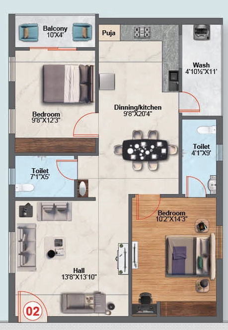 2 BHK Flat in Srinidhi Iris in Bachupally, Hyderabad - Image 904382