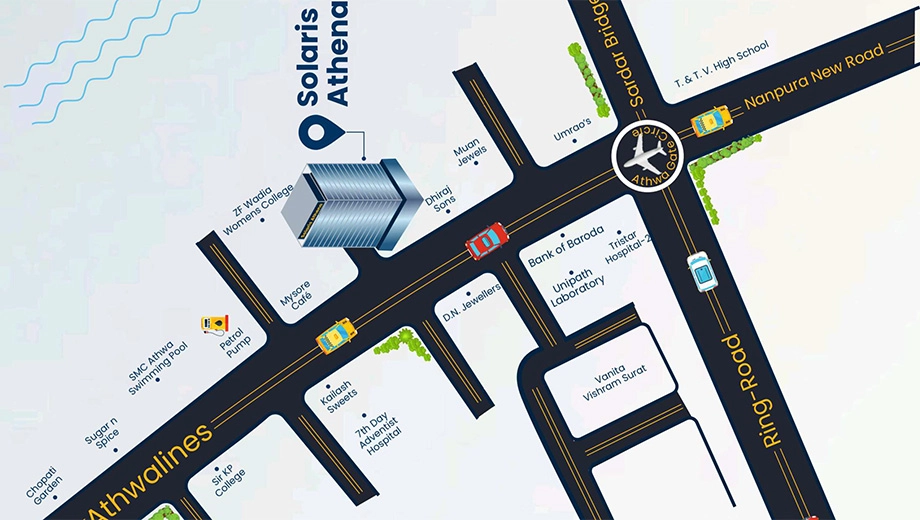 Location of HR Solaris Athena in Athwa, Surat - Image 371697
