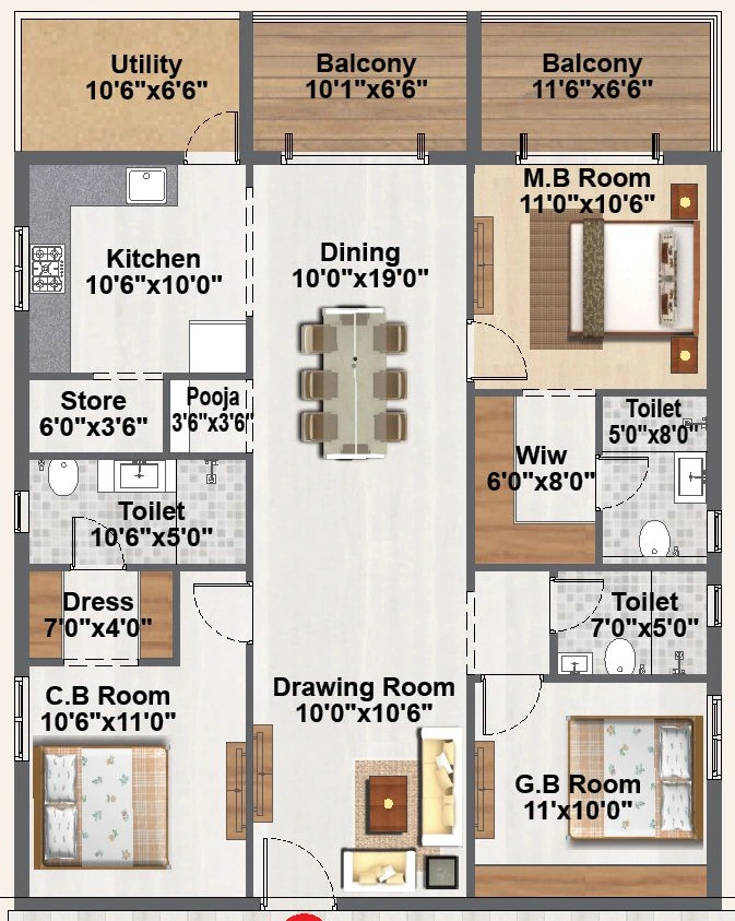 3 BHK Flat in SV Veda Homes in Kollur, Hyderabad - Image 904386