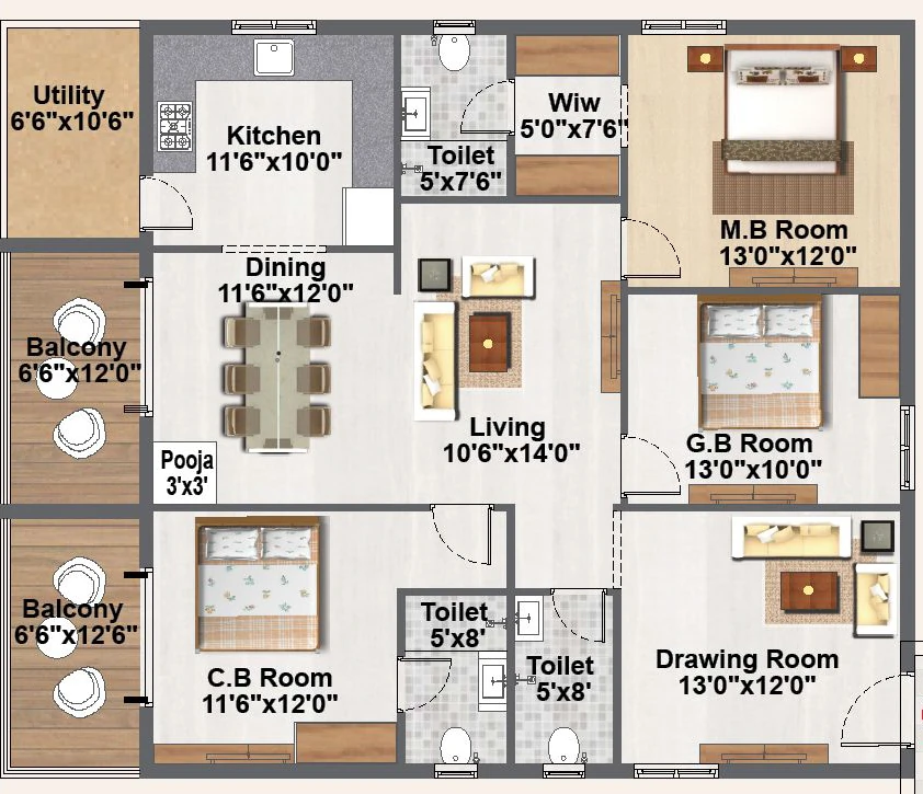 3 BHK Flat in SV Veda Homes in Kollur, Hyderabad - Image 904387