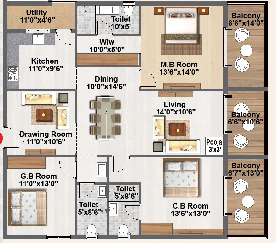 3 BHK Flat in SV Veda Homes in Kollur, Hyderabad - Image 904388