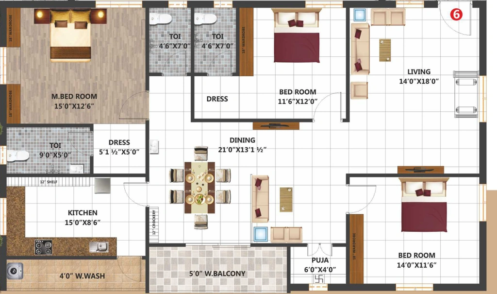 3 BHK Flat in Vedanta Towers in Gajulramaram, Hyderabad - Image 904390