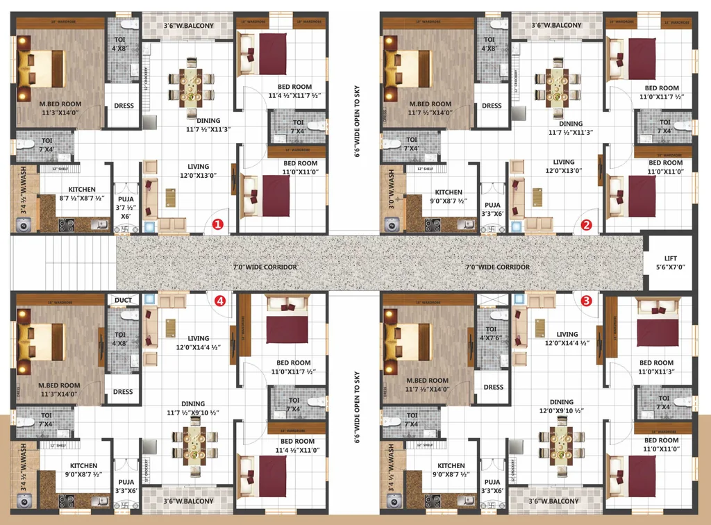 Floor Plan of Vedanta Towers in Gajulramaram, Hyderabad - Image 372008