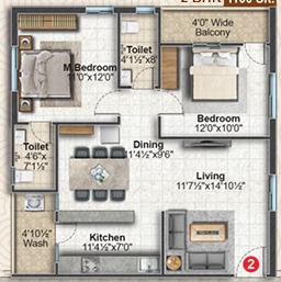 2 BHK Flat in VG Homes in Kompally, Hyderabad - Image 904414