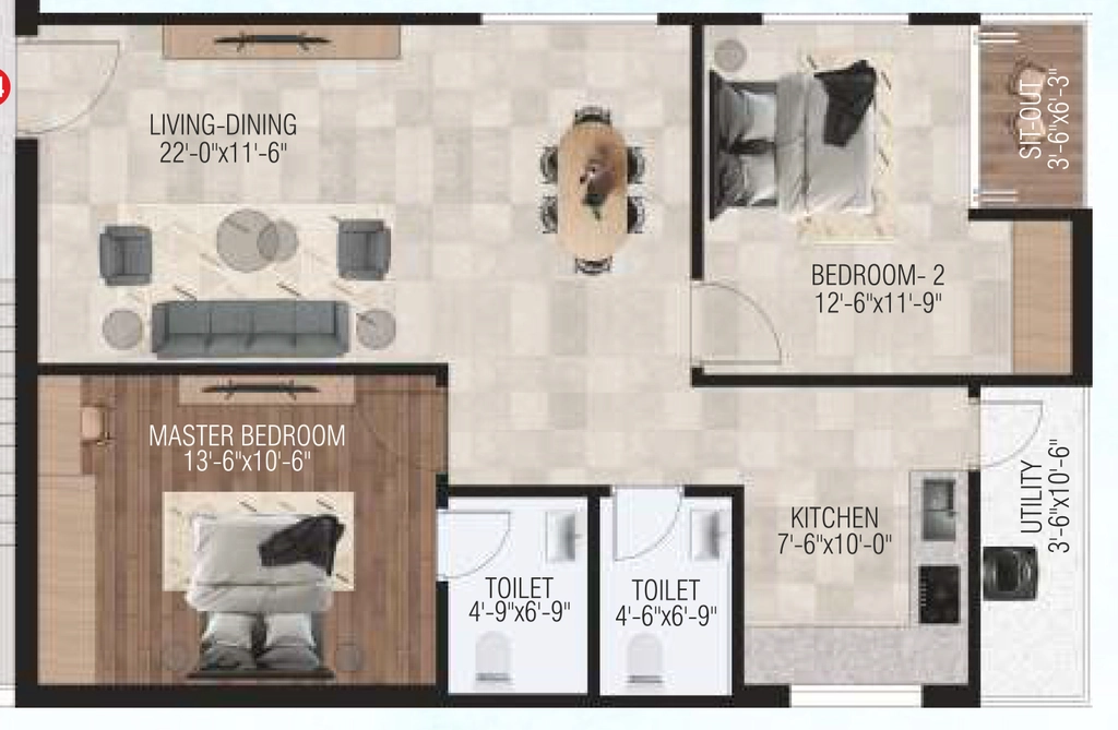 2 BHK Flat in Whitefield Monte Rosa in Patancheru, Hyderabad - Image 904395