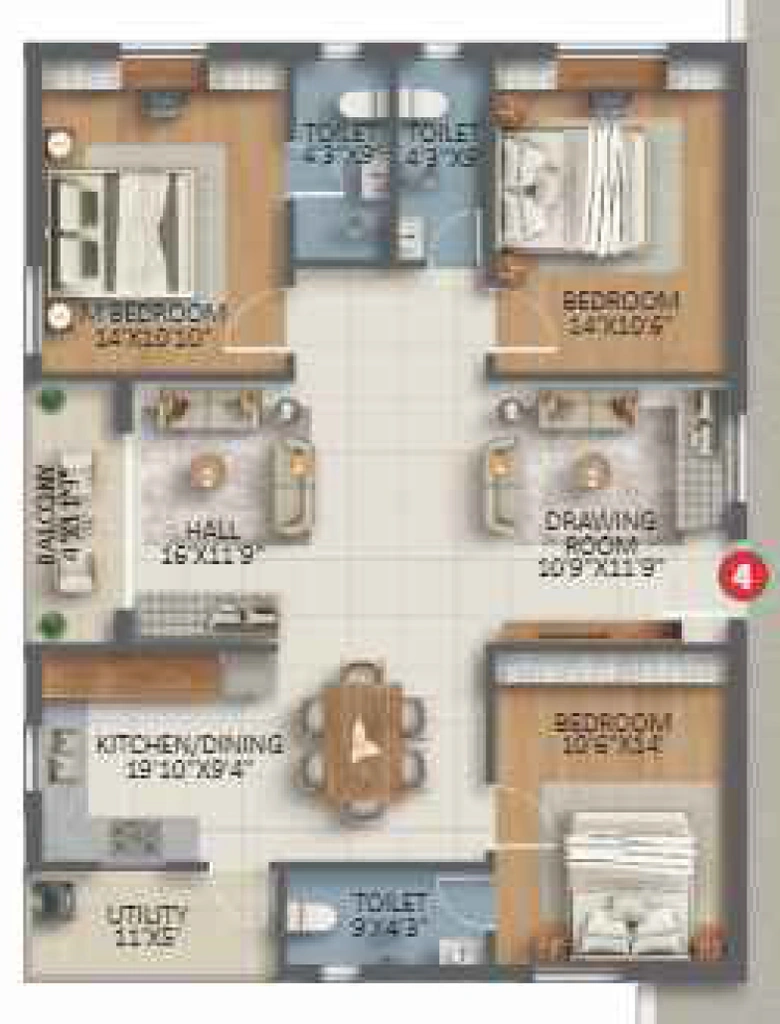 3 BHK Flat in Elite Yashodas Gokulam in Nagole, Hyderabad - Image 904419