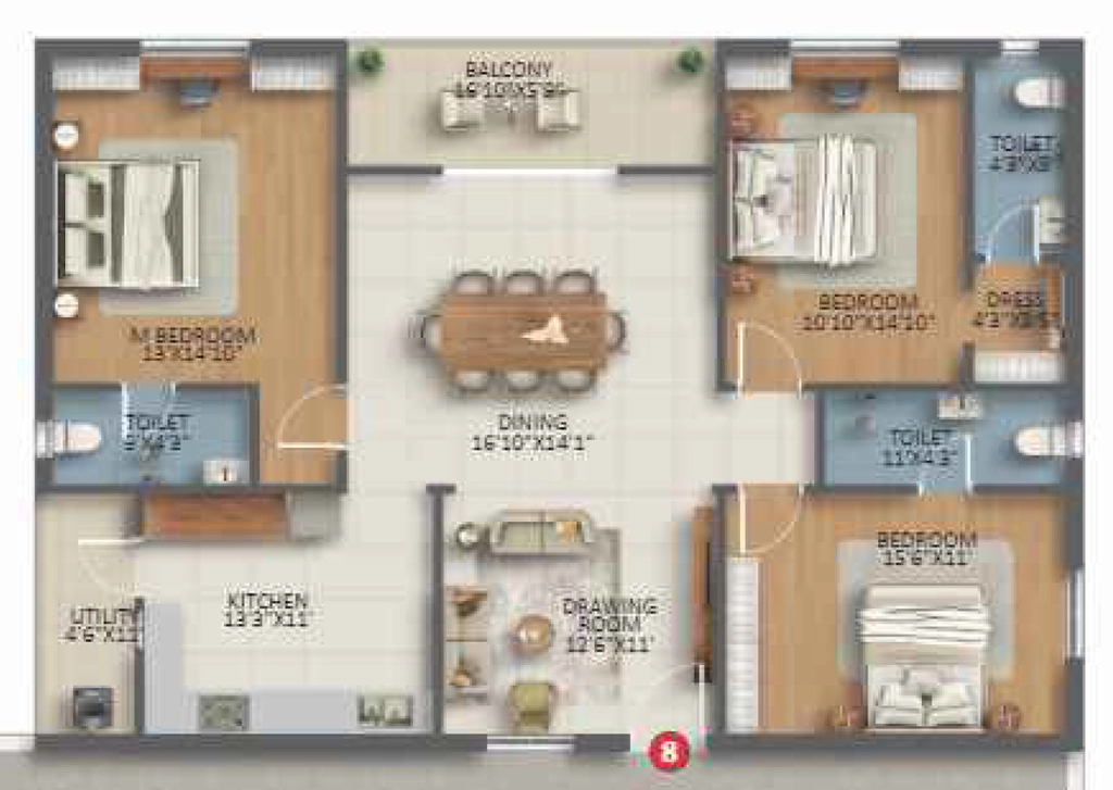 3 BHK Flat in Elite Yashodas Gokulam in Nagole, Hyderabad - Image 904420