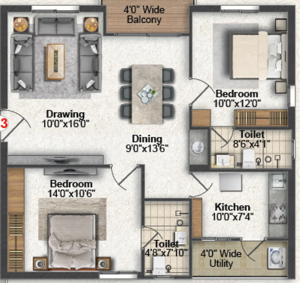 2 BHK Flat in Greater Infras IRIS in Ameenpur, Hyderabad - Image 904478