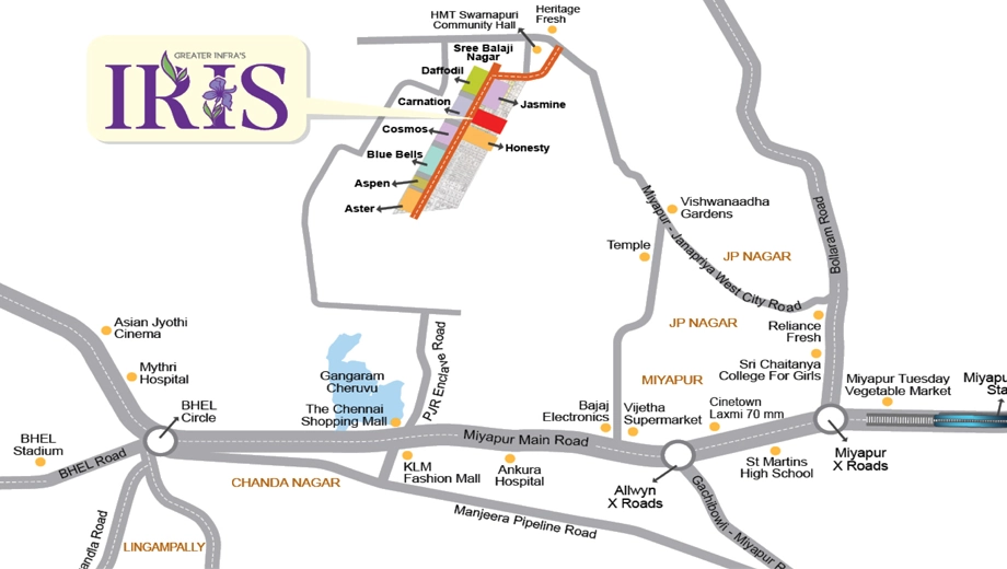 Location of Greater Infras IRIS in Ameenpur, Hyderabad - Image 372161