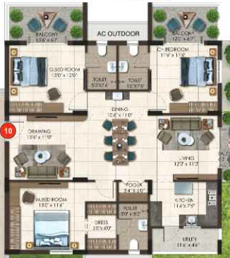 3 BHK Flat in Taproot Hornbill Retreat in Narsingi, Hyderabad - Image 904485