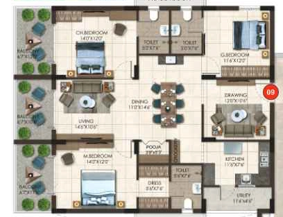 3 BHK Flat in Taproot Hornbill Retreat in Narsingi, Hyderabad - Image 904486