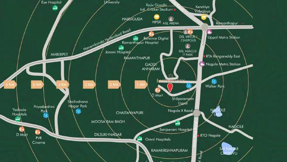 Location of K K Rao Eastern Sky in Uppal, Hyderabad - Image 372281