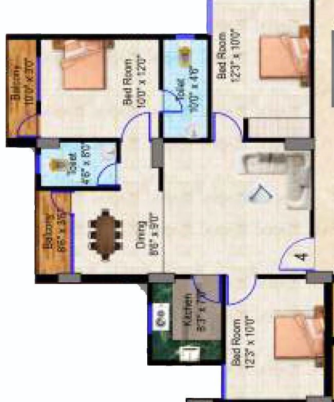 3 BHK Flat in Homeline Hope Residency in Argora, Ranchi - Image 904379
