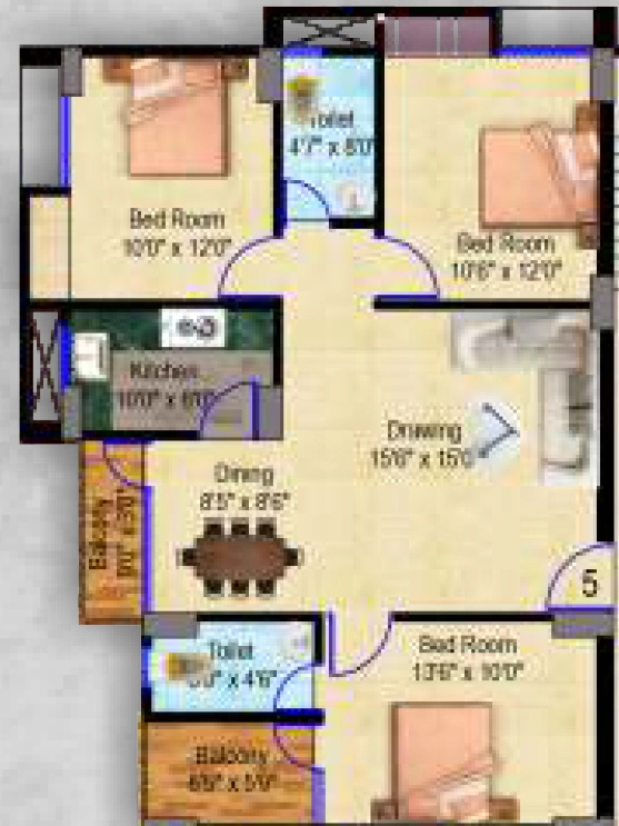 3 BHK Flat in Homeline Hope Residency in Argora, Ranchi - Image 904380