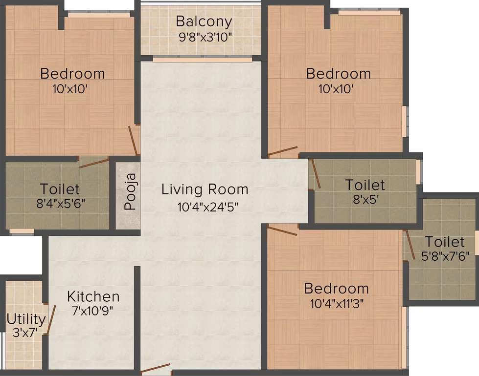 3 BHK Flat in KG Good Fortune in Perumbakkam, Chennai - Image 904408