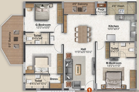 3 BHK Flat in NLC Riva in Ameenpur, Hyderabad - Image 904565