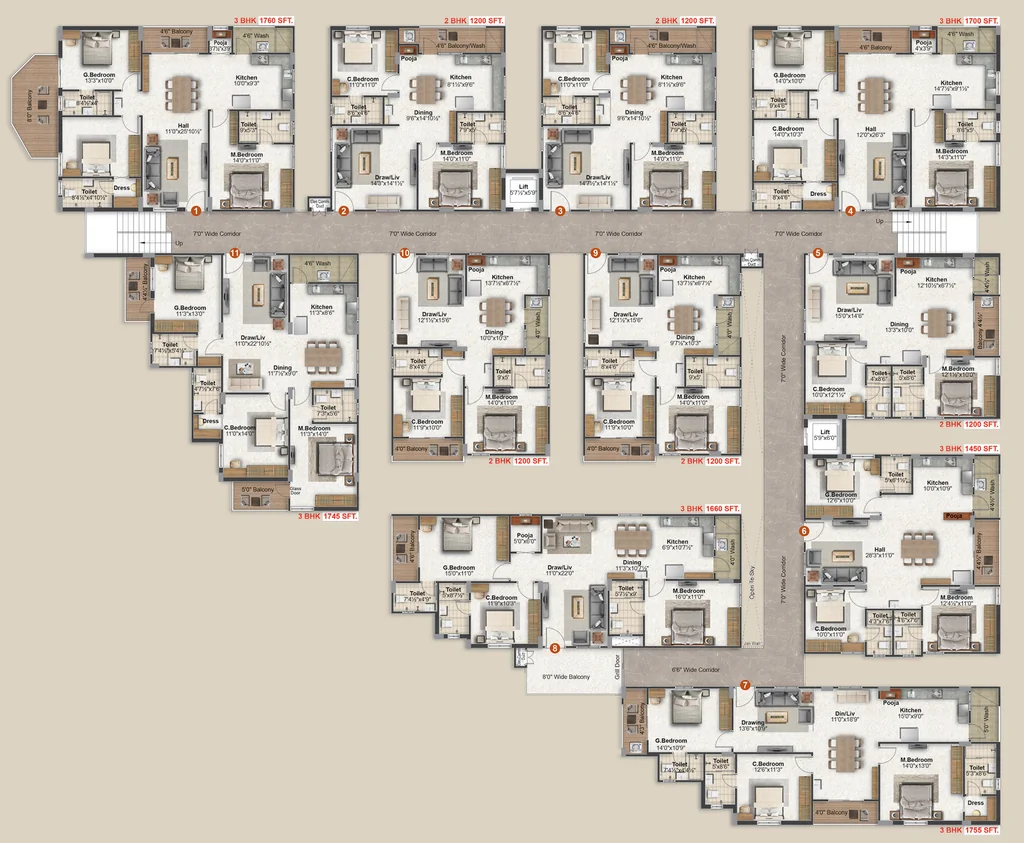 Floor Plan of NLC Riva in Ameenpur, Hyderabad - Image 372321