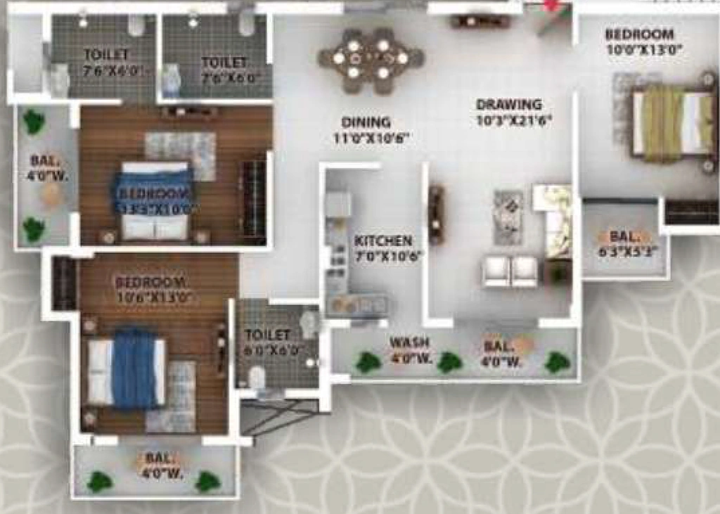 3 BHK Flat in Lucky Dream City in Argora, Ranchi - Image 904412