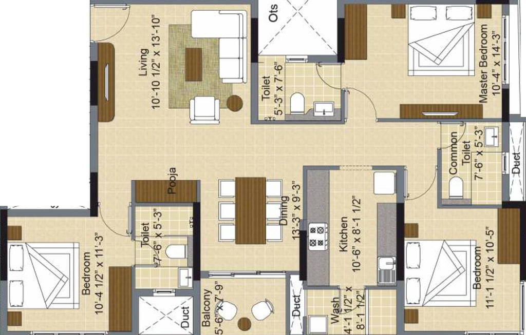 3 BHK Flat in KG Chandra Vista in Sholinganallur, Chennai - Image 904421