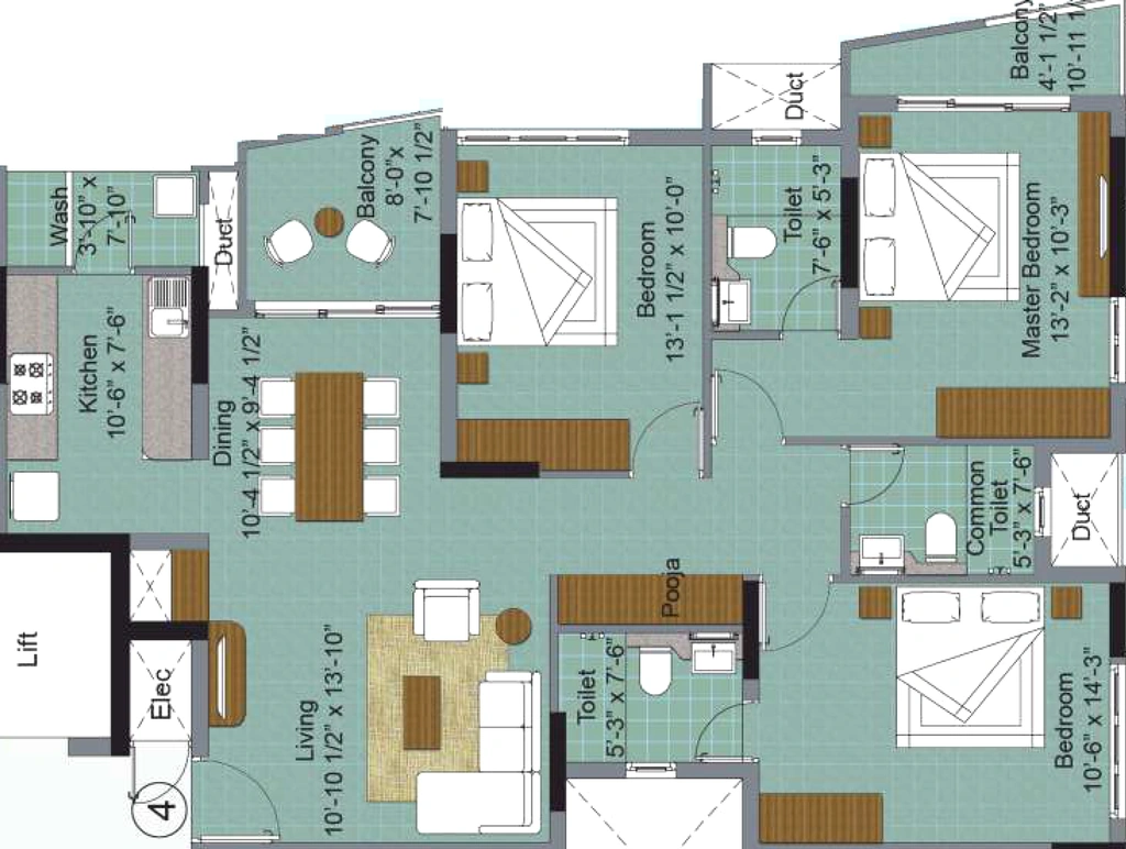 3 BHK Flat in KG Chandra Vista in Sholinganallur, Chennai - Image 904423
