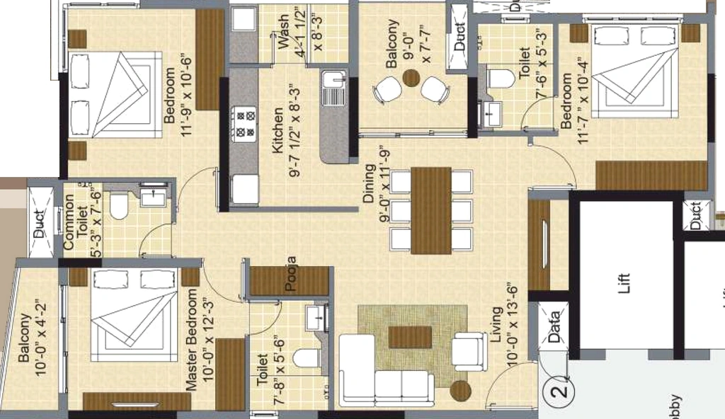 3 BHK Flat in KG Chandra Vista in Sholinganallur, Chennai - Image 904422