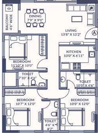 3 BHK Flat in Orbit Dakshini in Baranagar, Kolkata - Image 905687