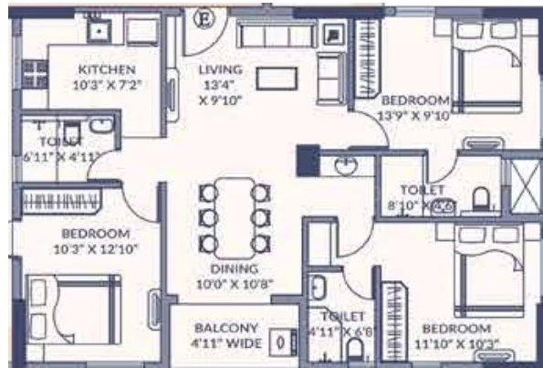 3 BHK Flat in Orbit Dakshini in Baranagar, Kolkata - Image 905688