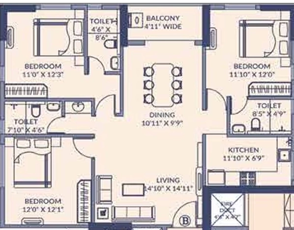 3 BHK Flat in Orbit Dakshini in Baranagar, Kolkata - Image 905689