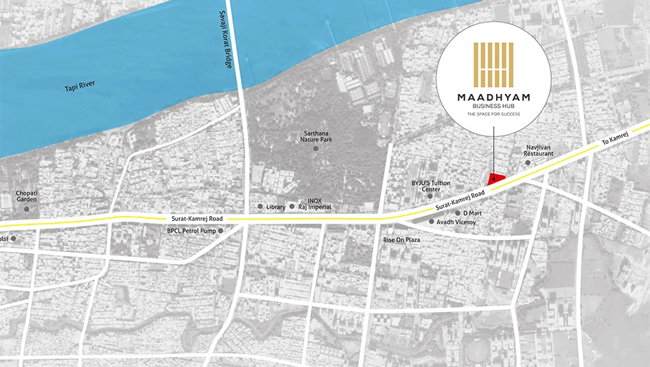 Location of Maitri Maadhyam Business Hub in Mota Varachha, Surat - Image 372145