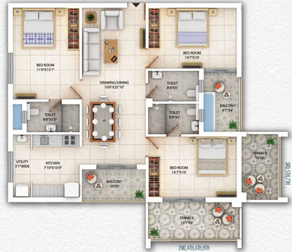 3 BHK Flat in Sharda Green in Bariatu, Ranchi - Image 904993