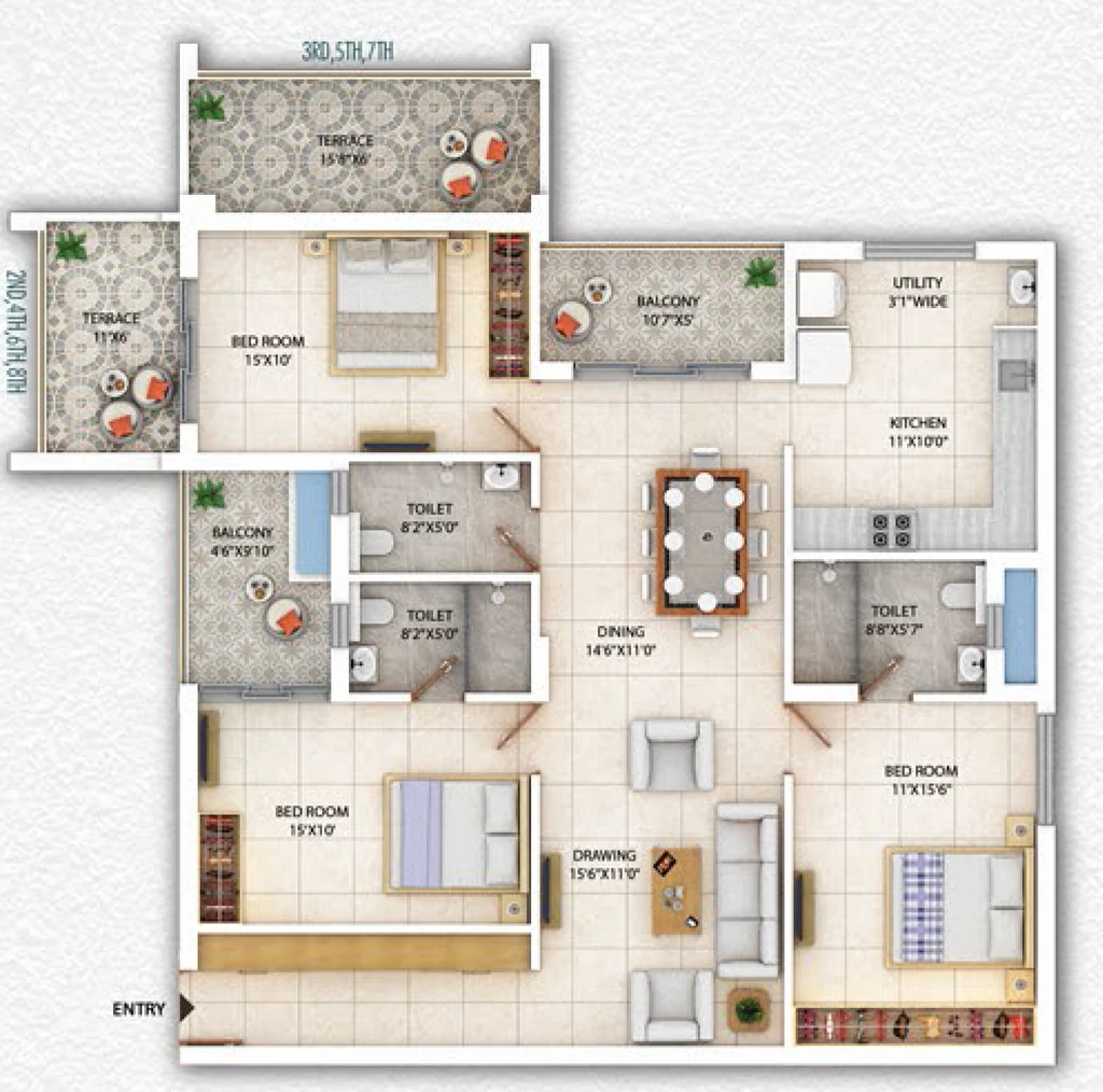 3 BHK Flat in Sharda Green in Bariatu, Ranchi - Image 904994