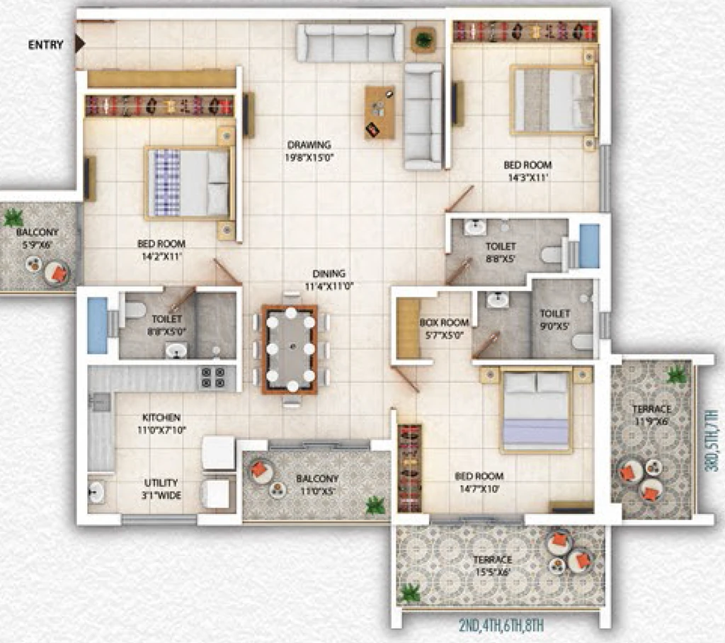 3 BHK Flat in Sharda Green in Bariatu, Ranchi - Image 904995