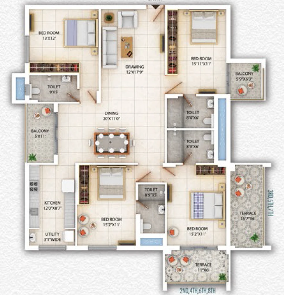 4 BHK Flat in Sharda Green in Bariatu, Ranchi - Image 904996