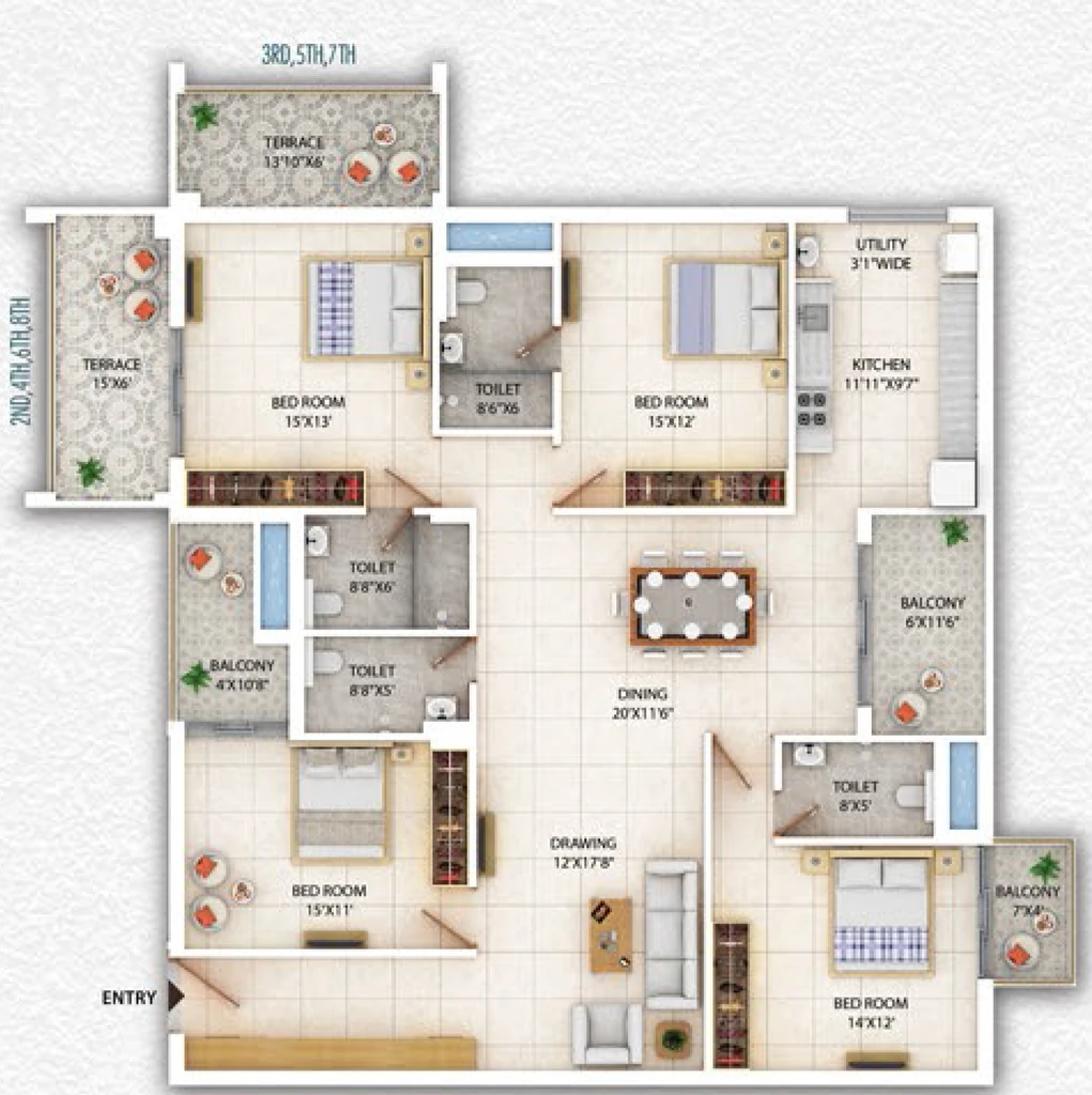 4 BHK Flat in Sharda Green in Bariatu, Ranchi - Image 904997
