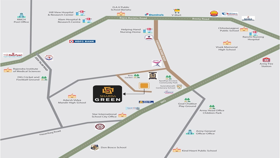 Location of Sharda Green in Bariatu, Ranchi - Image 373291