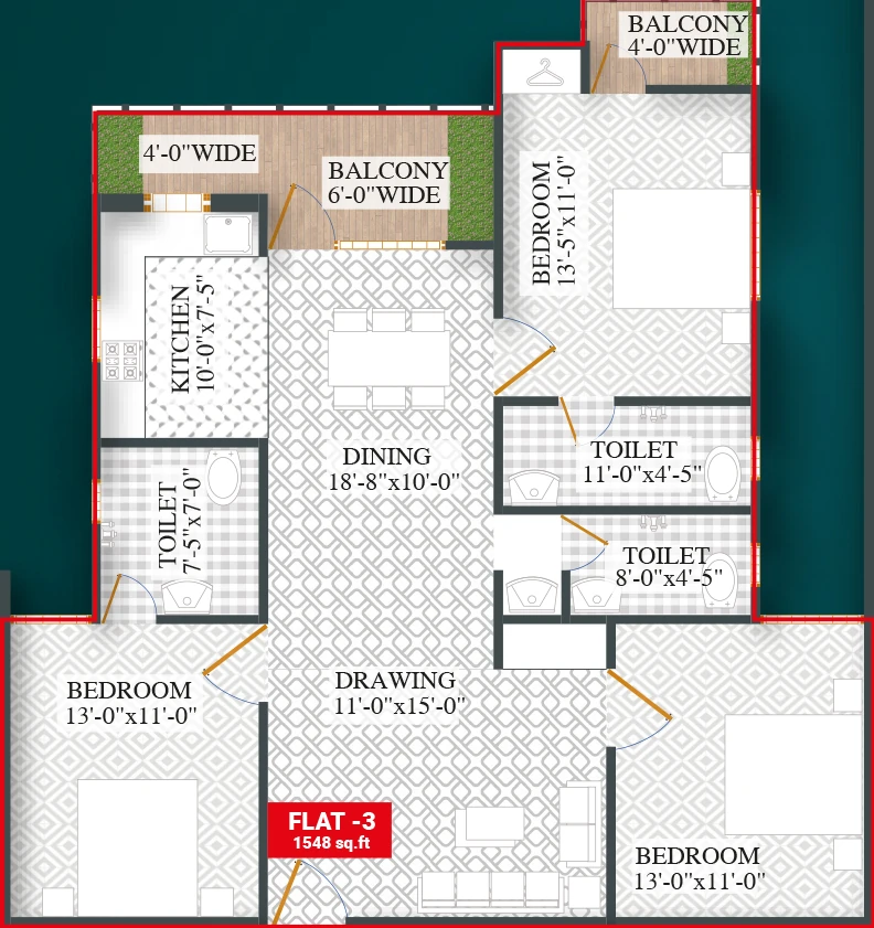 3 BHK Flat in Aaliya Neeta Residency in Harmu, Ranchi - Image 904492