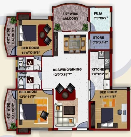 3 BHK Flat in Sai Prerna in Masibari, Ranchi - Image 904494