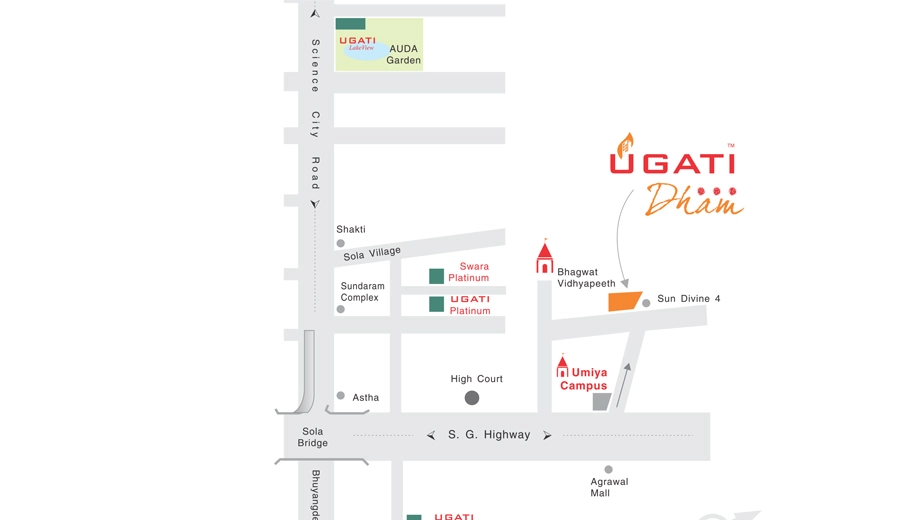 Location of Shree Ugati Dham in Sola, Ahmedabad - Image 374455