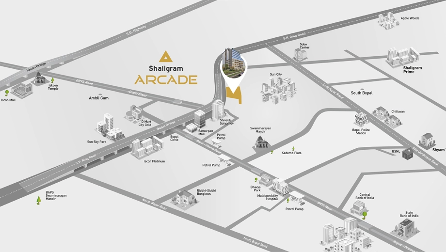 Location of Shaligram Arcade in Ambli, Ahmedabad - Image 374449