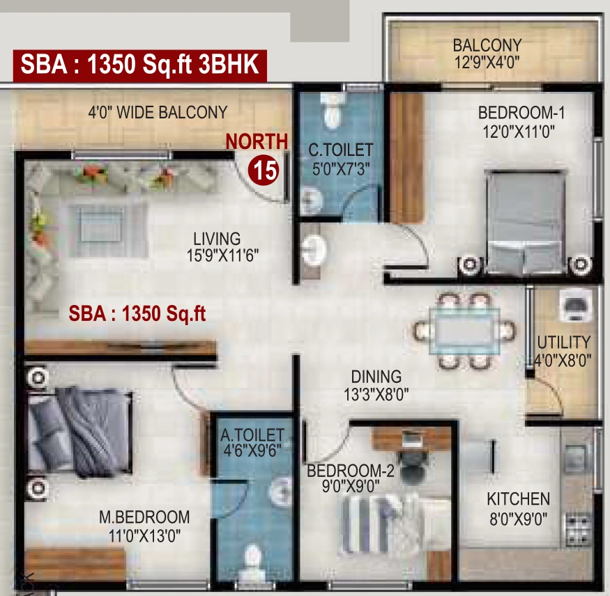 3 BHK Flat in United Projects Greencity in Doddakammanahalli, Bangalore - Image 905540