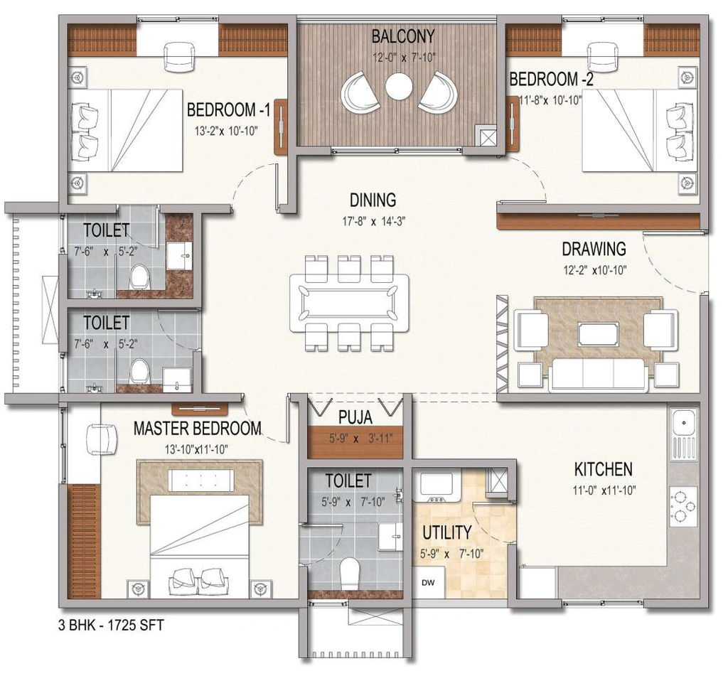 3 BHK Flat in Kolla Luxor Exclusive in Chandanagar, Hyderabad - Image 904559
