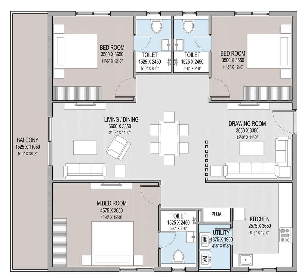 3 BHK Flat in Manvithas Vistara in Gajulramaram, Hyderabad - Image 904571