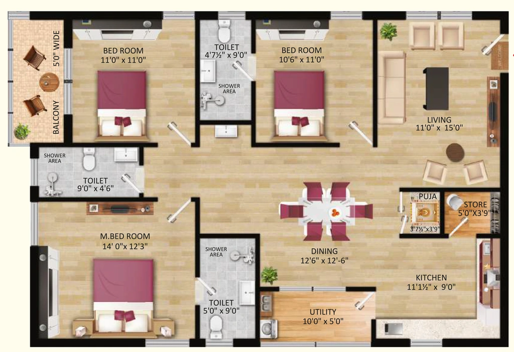 3 BHK Flat in League Luxes in Bandlaguda Jagir, Hyderabad - Image 904560