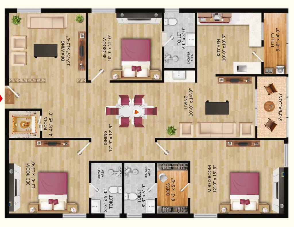 3 BHK Flat in League Luxes in Bandlaguda Jagir, Hyderabad - Image 904562