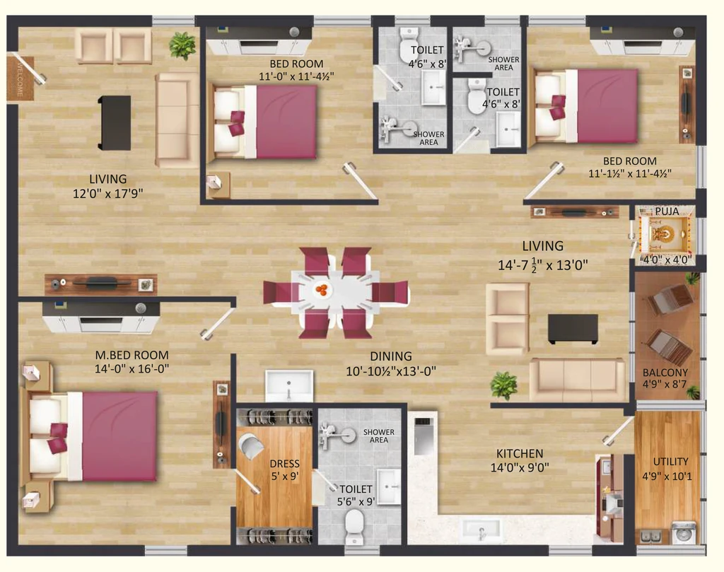 3 BHK Flat in League Luxes in Bandlaguda Jagir, Hyderabad - Image 904563