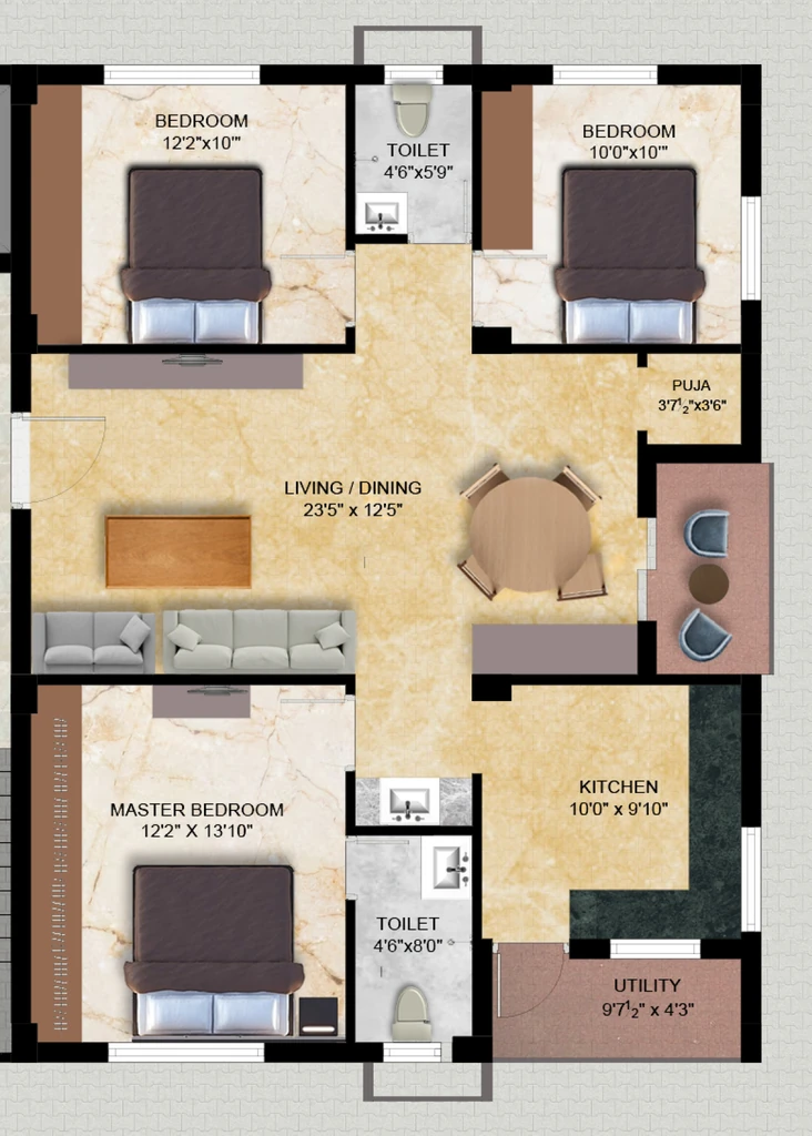 3 BHK Flat in MSK Sukhada in Balapur, Hyderabad - Image 904573