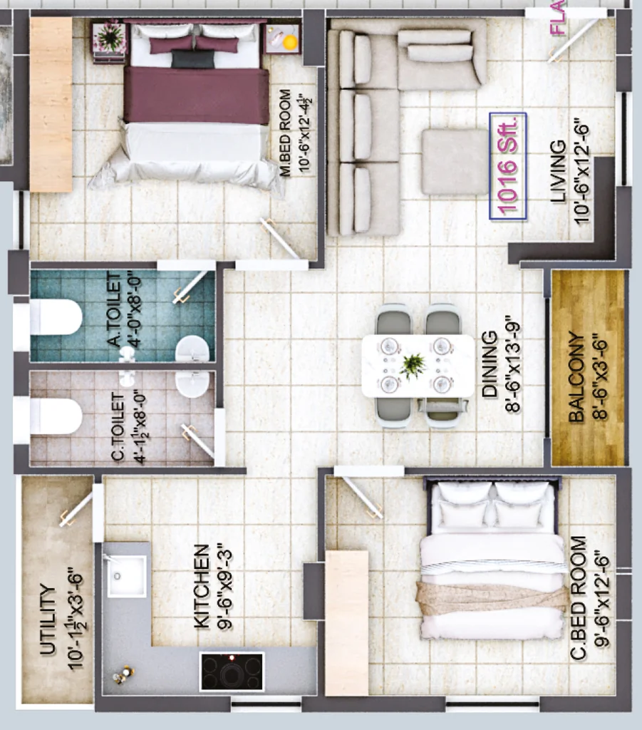 2 BHK Flat in North Fortune Heights in Yapral, Hyderabad - Image 904582