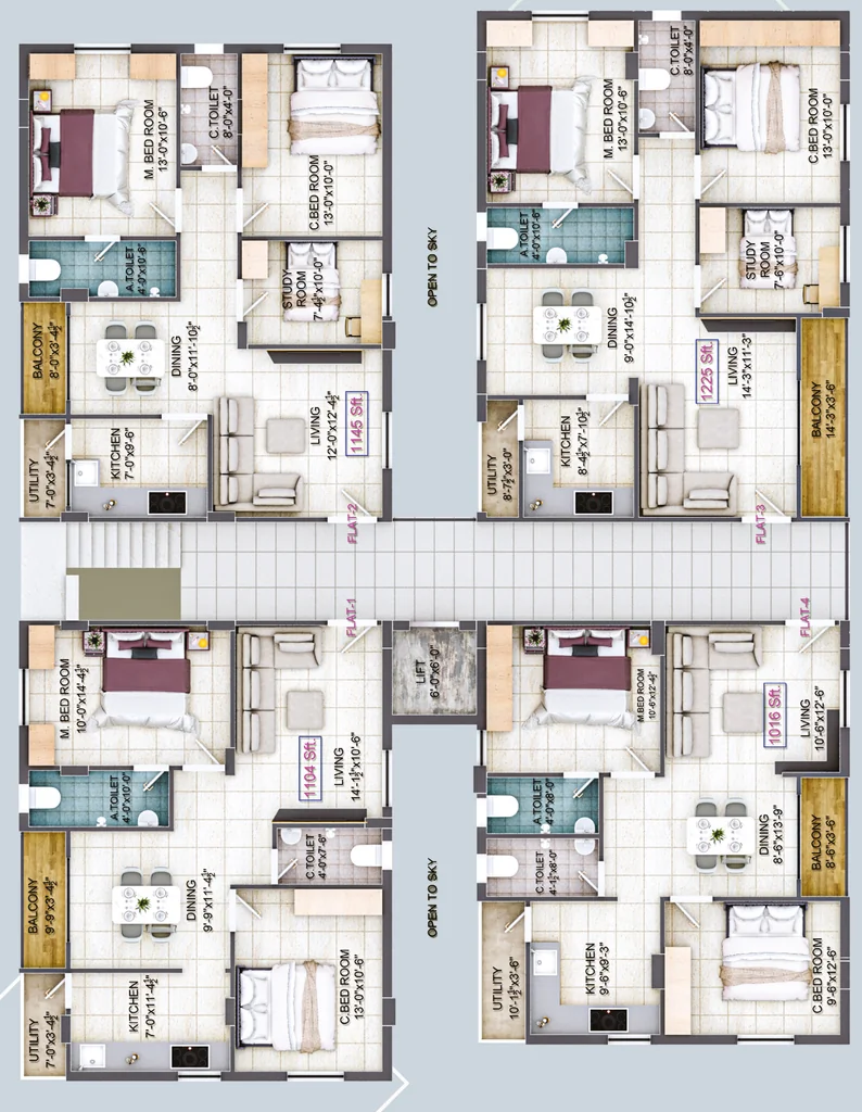 Floor Plan of North Fortune Heights in Yapral, Hyderabad - Image 372407