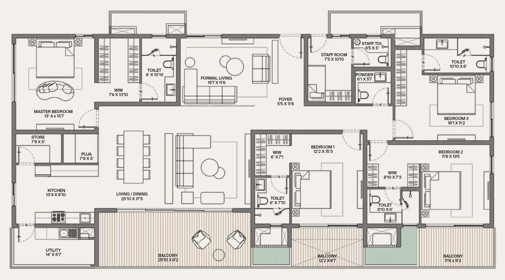 4 BHK Flat in PMR Dithya Agarta in Kompally, Hyderabad - Image 904581