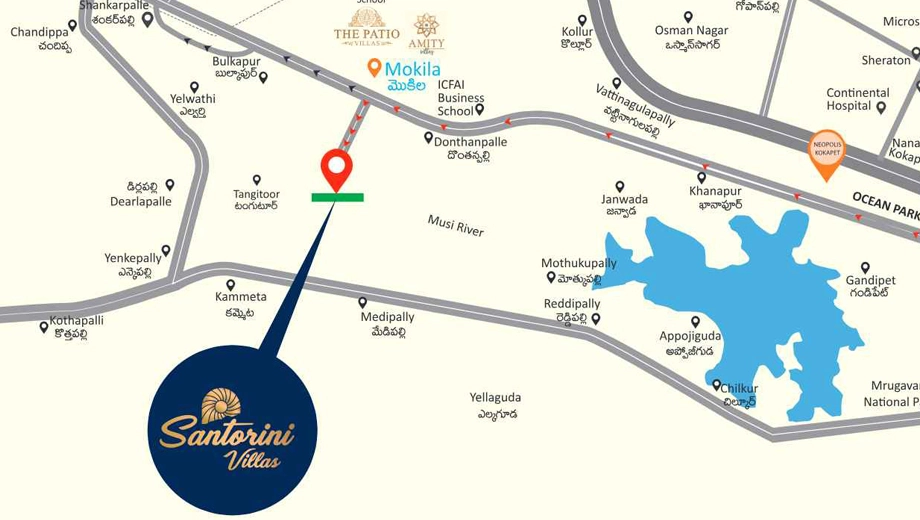 Location of Praneeta Santorini Villas in Mokila, Hyderabad - Image 372384